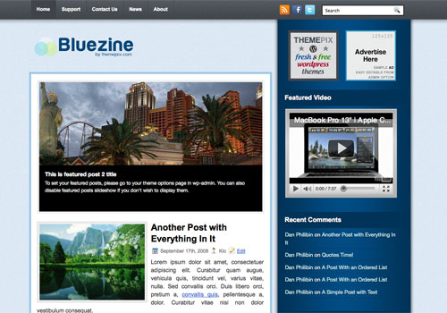 free wordpress theme Bluezine