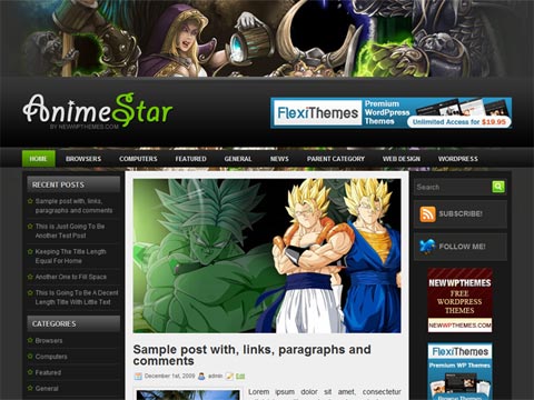free wordpress theme Free WordPress Theme – AnimeStar. Free Download