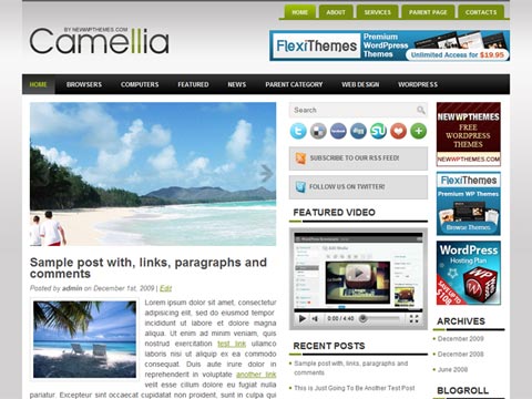 free wordpress theme Camellia – Free Premium WordPress Theme