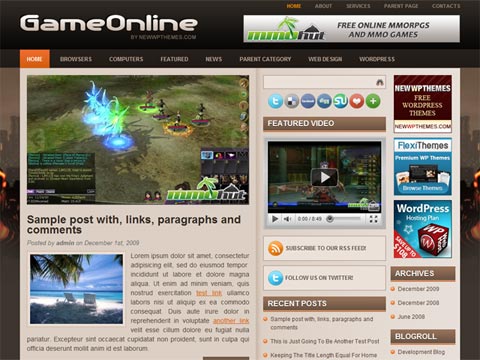 free wordpress theme GameOnline – Free Premium WordPress Theme