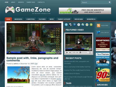 free wordpress theme GameZone – Free Premium WordPress Theme