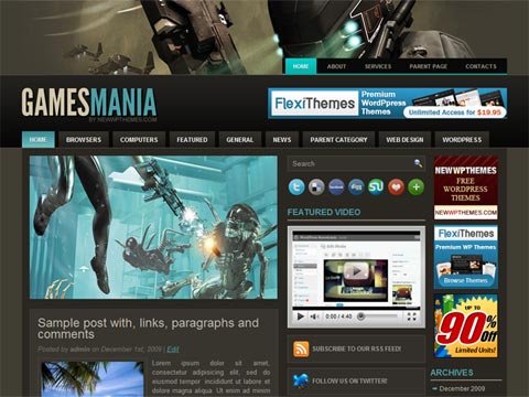 free wordpress theme Free WordPress Theme – GamesMania. Free Download