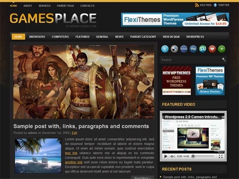 free wordpress theme GamesPlace – Free Premium WordPress Theme