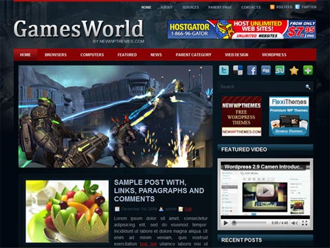 Free WordPress Theme – GamesWorld. Free Download