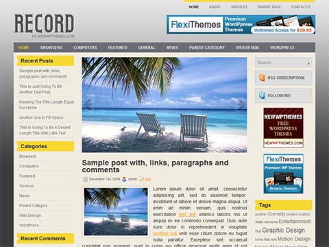 free wordpress theme Record – Free Premium WordPress Theme