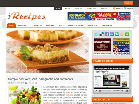 Free WordPress Theme – iRecipes. Free Download