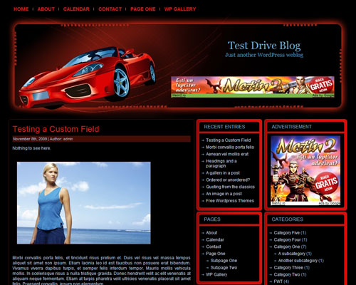 free wordpress theme My Red Ferrari
