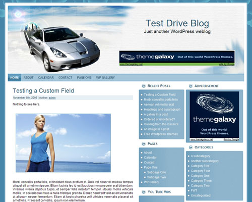 free wordpress theme Car Theme in Blue