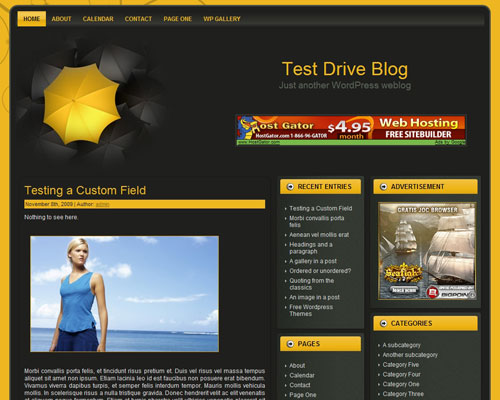 free wordpress theme Yellow Umbrella