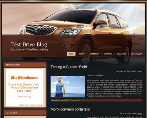 free wordpress theme Brown Car Theme