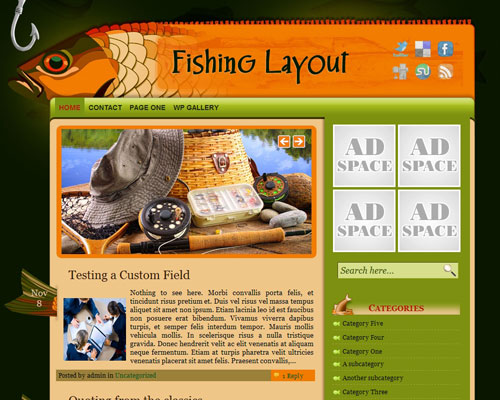 free wordpress theme Fishing Layout