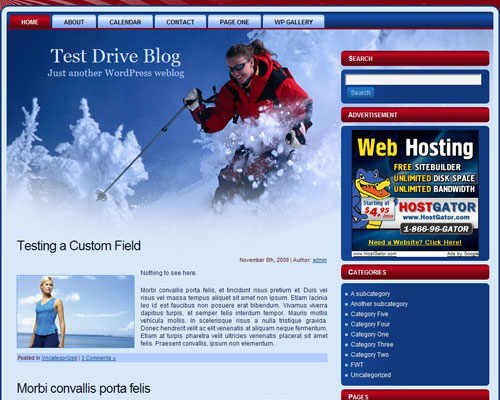 free wordpress theme Ski Holiday Theme