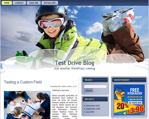 free wordpress theme Winter Fun Theme