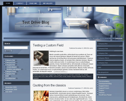 free wordpress theme Blue Bathroom